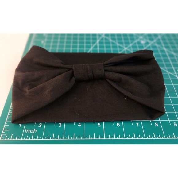 Black Knit Headwrap Hairband Soft Stretchy Headband Fabric Unisex Sweatband - Picture 5 of 8